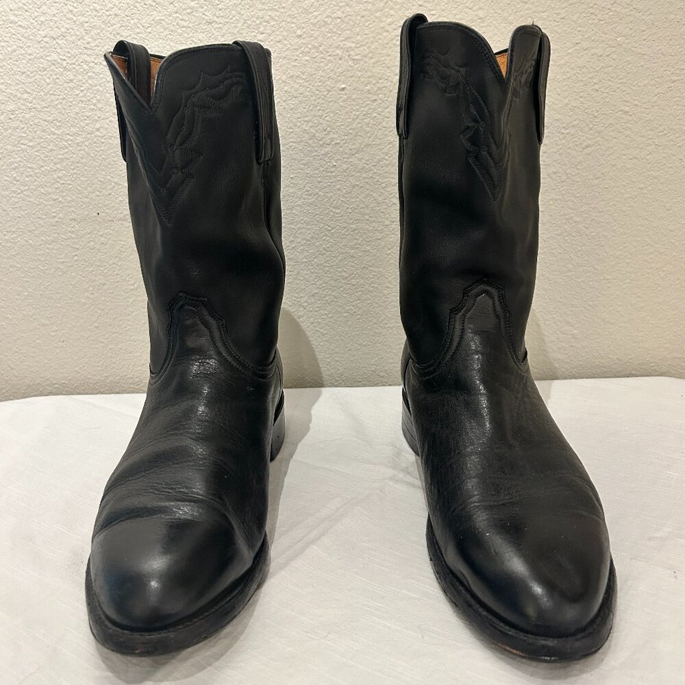 Lucchese 2000 Men’s Black Leather Cowboy Boots – Size 11 D – Western Classic